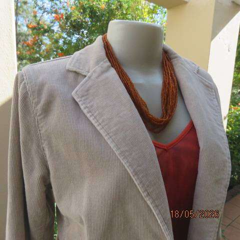 Woolworths beige corduroy long sleeve tailored jacket with 2 front pockets, size 36