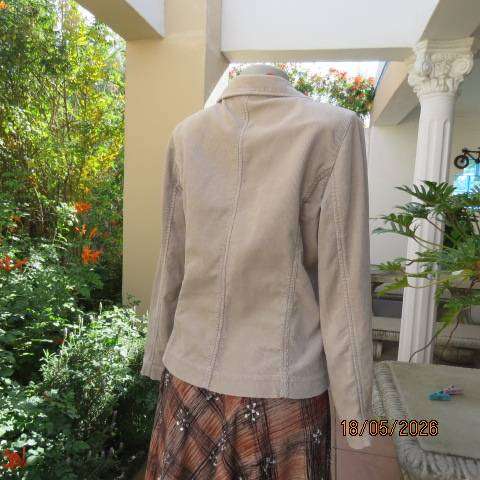 Woolworths beige corduroy long sleeve tailored jacket with 2 front pockets, size 36