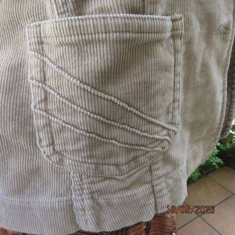 Woolworths beige corduroy long sleeve tailored jacket with 2 front pockets, size 36