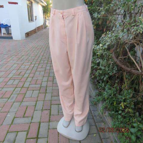 Woolworths light apricot polyester-viscose dress pants size 38 with pleated front and side pockets