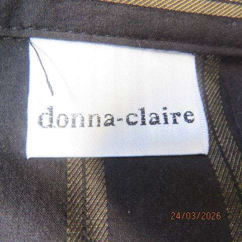 DONNA CLAIRE fold-over long sleeve top in black with gold stripes, size 42