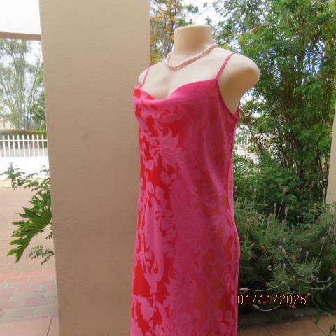 FOSHINI strappy dress in shift style with lining .Sheer red-crimson print. Size 38