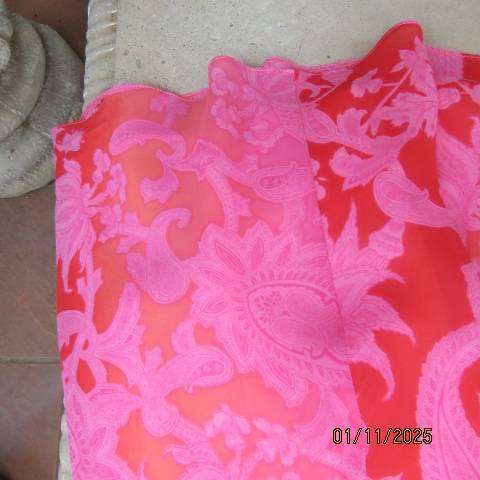 FOSHINI strappy dress in shift style with lining .Sheer red-crimson print. Size 38