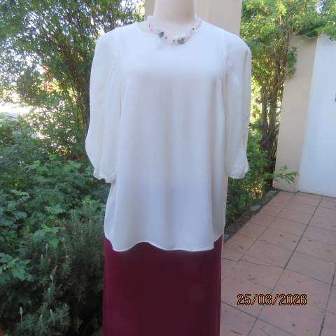 M&Co UK elegant white slip-over with unique sleeve design, size 38
