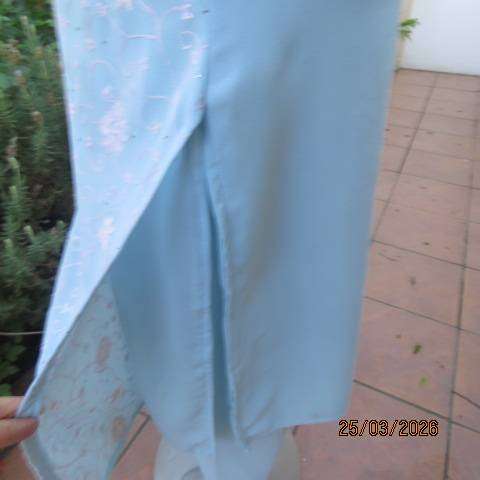 Aquamarine 3-Piece Outfit from India - Textured Wash & Wear Embroidered Polyester, Size 36
