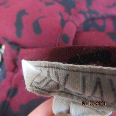JAY JAYS sleeveless sheer polyester garnet red-black animal print top with back zip. Size 36