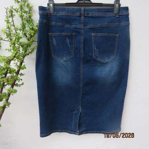 Network blue denim stretch polycotton skirt in distressed look size 42