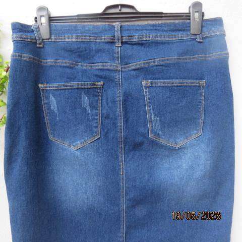 Network blue denim stretch polycotton skirt in distressed look size 42