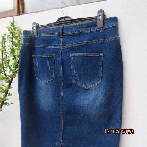 Network blue denim stretch polycotton skirt in distressed look size 42