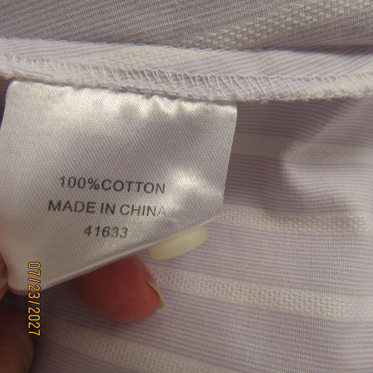 QUEENSPARK long sleeve 100% cotton white-grey vertical striped size 38 tailored shirt.