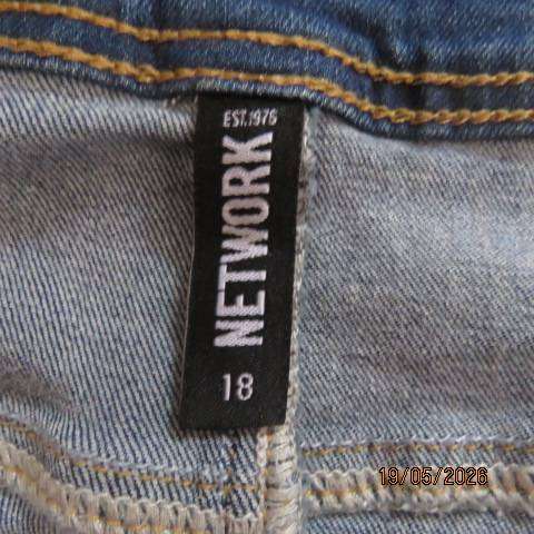 Network blue denim stretch polycotton skirt in distressed look size 42
