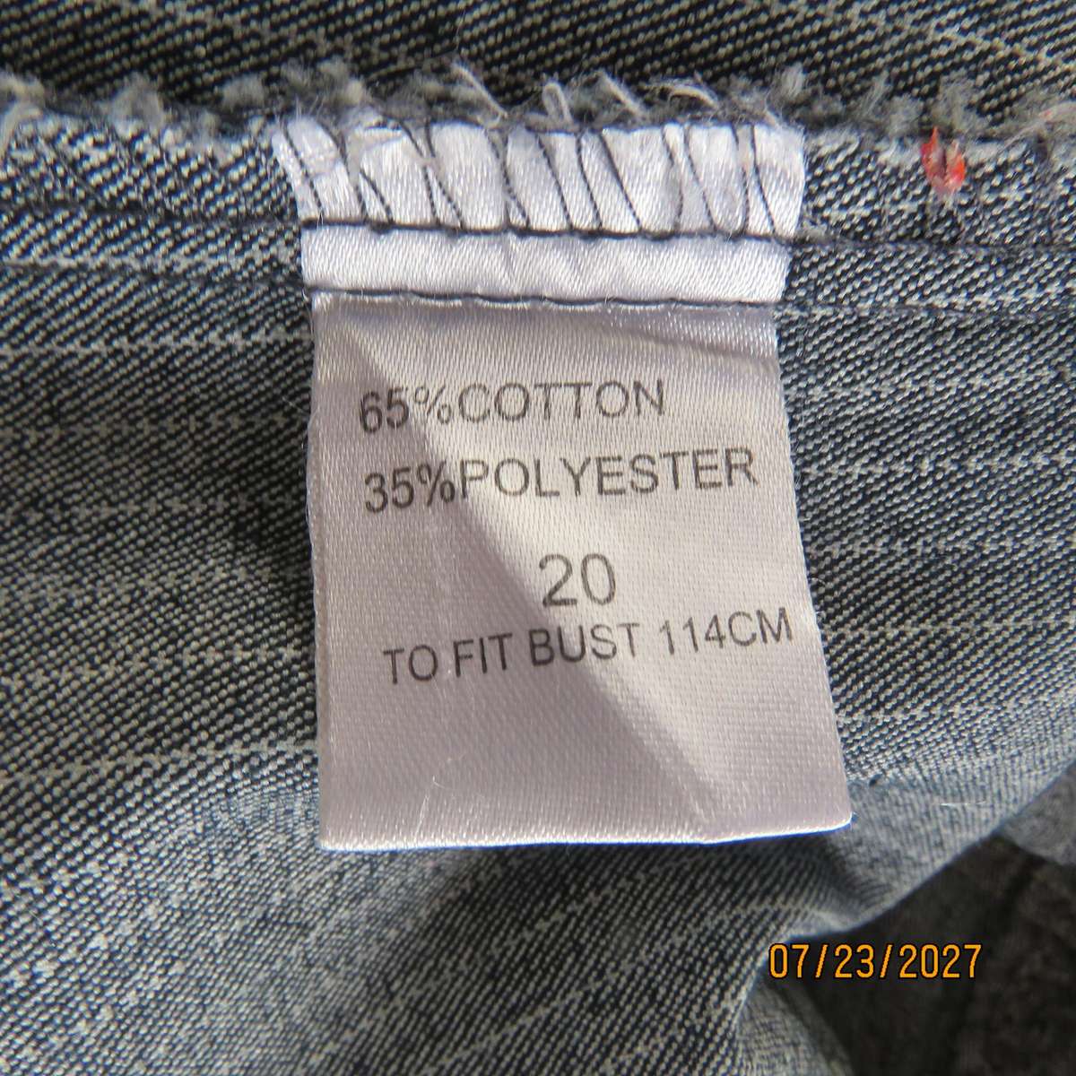 PENNY C polycotton stretch denim long sleeve jacket. Size 44. Two pockets