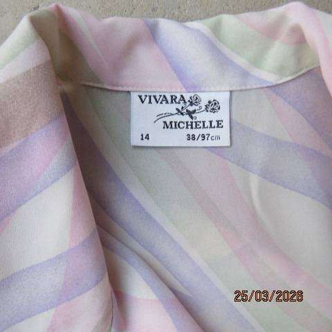 VIVARA Michelle short sleeve polyester top in soft colours with button down front, size 40