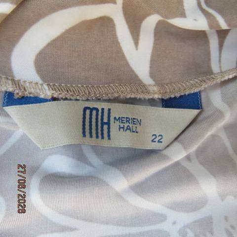 Merién Hall Ecru White Floral Stretch Polyester Slip-Over Top Size 46