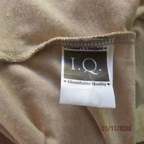 IQ wheat colour long high-low slip over stretch polycotton top size 40-42