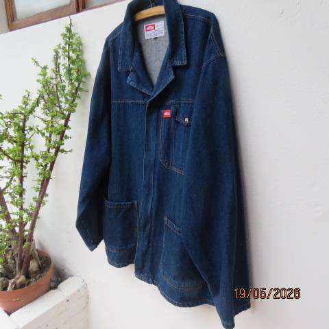 JONSSON blue denim cotton long sleeve jacket with zip-up closure and large pockets, 3XL
