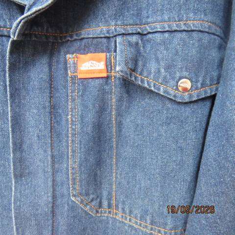 JONSSON blue denim cotton long sleeve jacket with zip-up closure and large pockets, 3XL