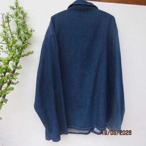 JONSSON blue denim cotton long sleeve jacket with zip-up closure and large pockets, 3XL