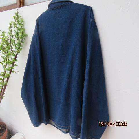 JONSSON blue denim cotton long sleeve jacket with zip-up closure and large pockets, 3XL