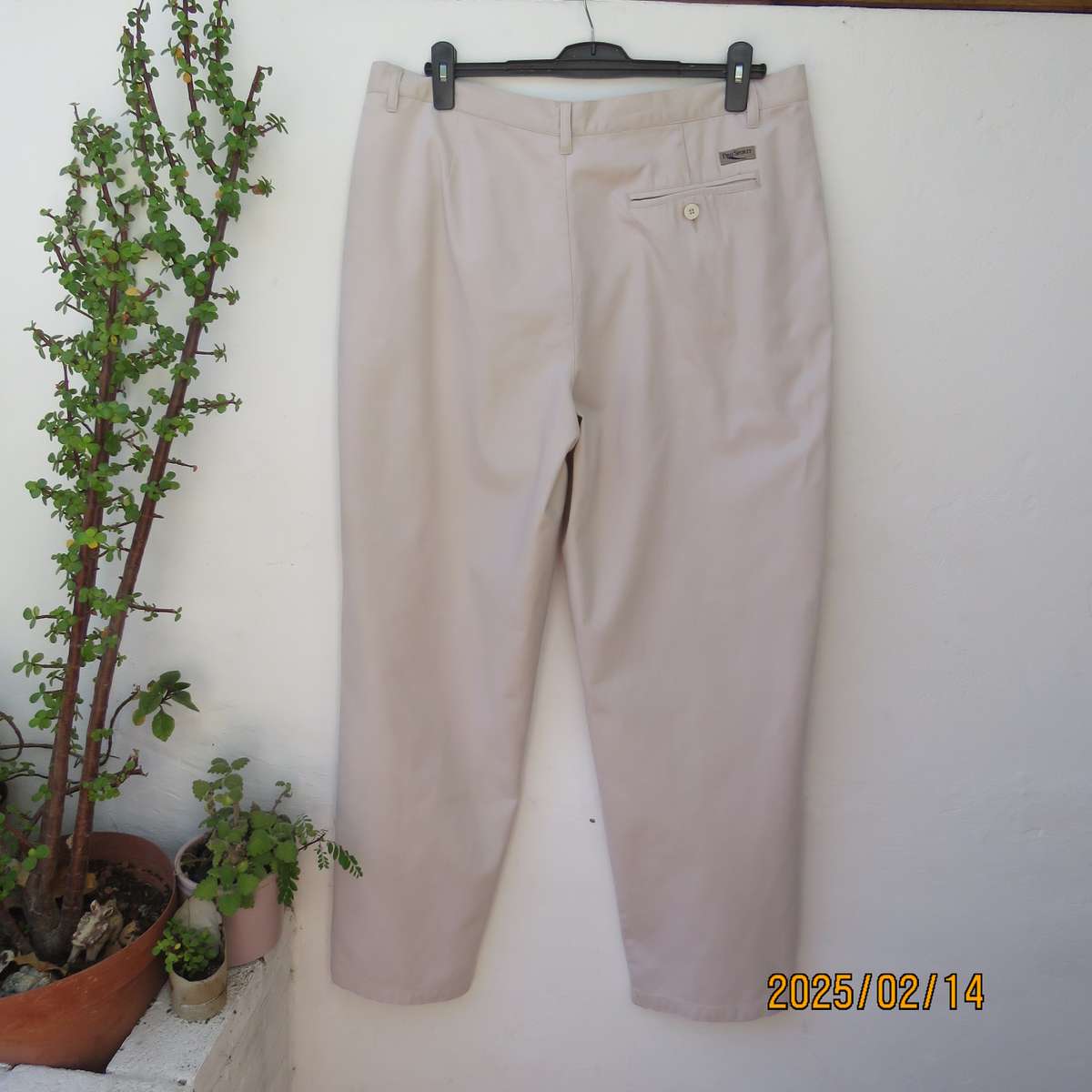 PRO SPIRIT 100% cotton light beige pants. Pleats on front. Size 36. Leg tapering. As new condition.