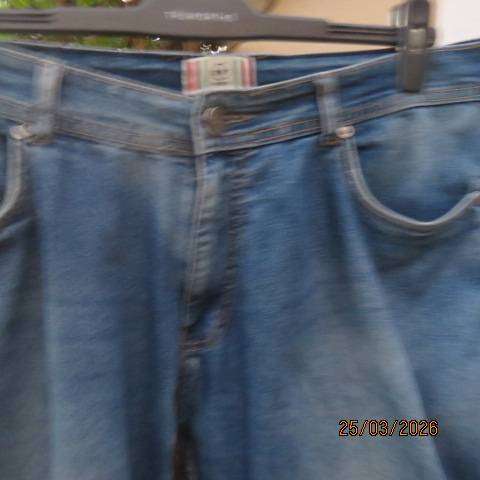 K Star 7 original blue denim jeans in polycotton stretch, tapered legs, size 40