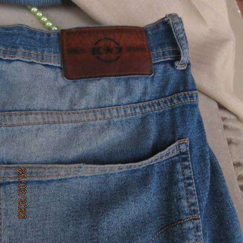K Star 7 original blue denim jeans in polycotton stretch, tapered legs, size 40