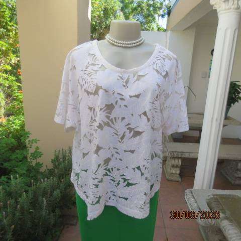 OR white opaque floral capped sleeve slip-over top size 44