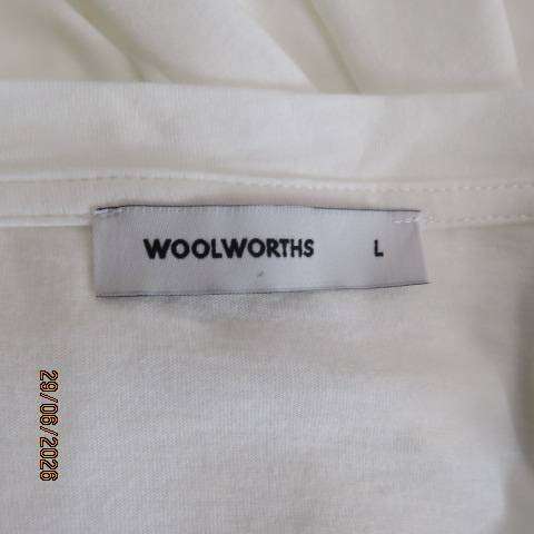 Woolworths white V-neck slip-over viscose-cotton top with tiny cut-on sleeves size 40