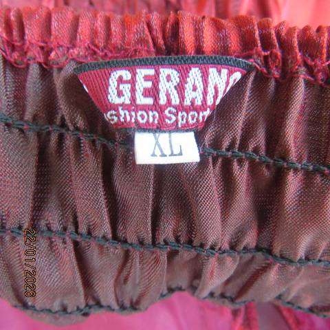 GERANO ruby red shiny silky ankle length satin strappy evening dress with silver decoration. Size 38