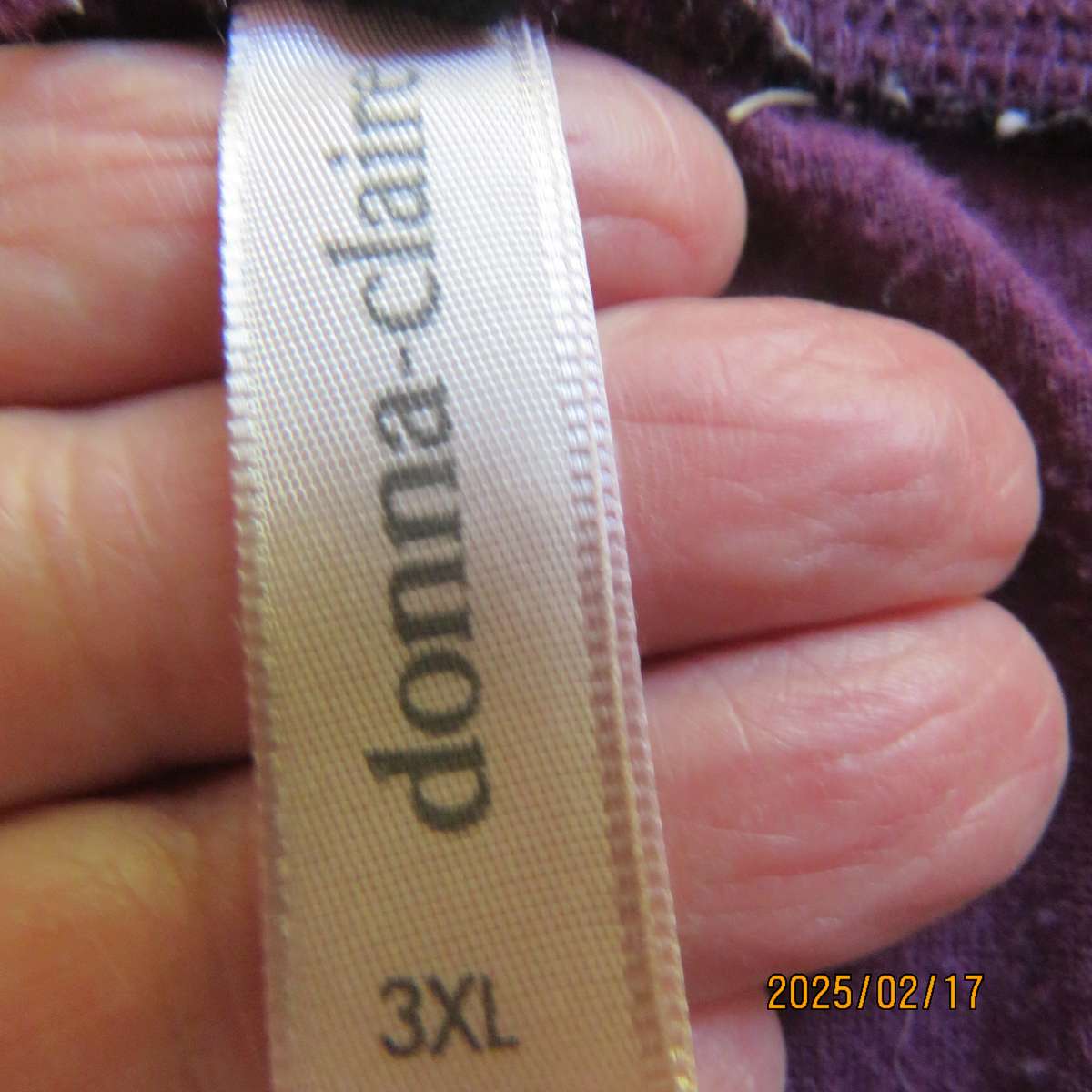 DONNA-CLAIRE purple velvet stretch polyester leisure pants size 54. Elasticated waist. As new cond.