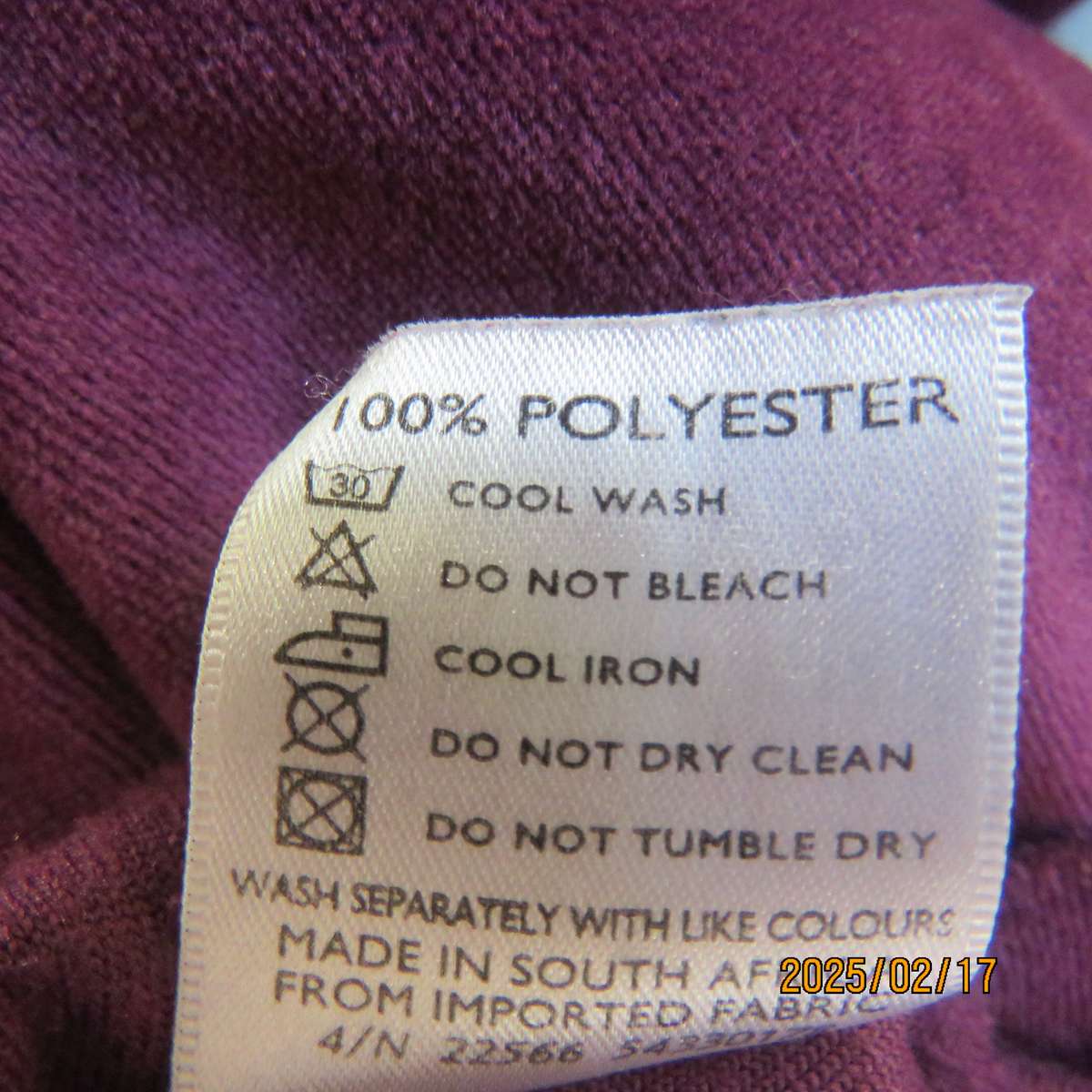 DONNA-CLAIRE purple velvet stretch polyester leisure pants size 54. Elasticated waist. As new cond.