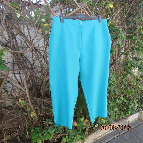 Aspire turquoise wash and wear polyester ankle pants with flat front, size 44 - new condition