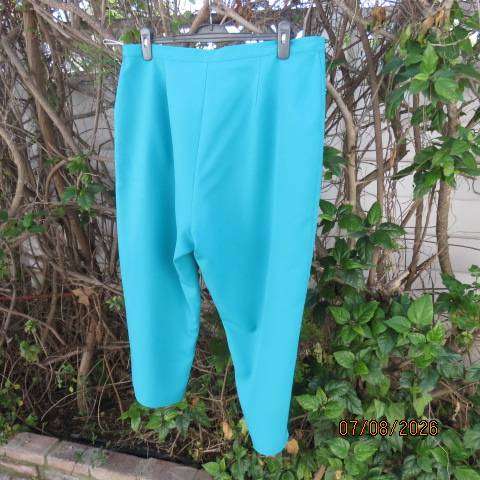 Aspire turquoise wash and wear polyester ankle pants with flat front, size 44 - new condition