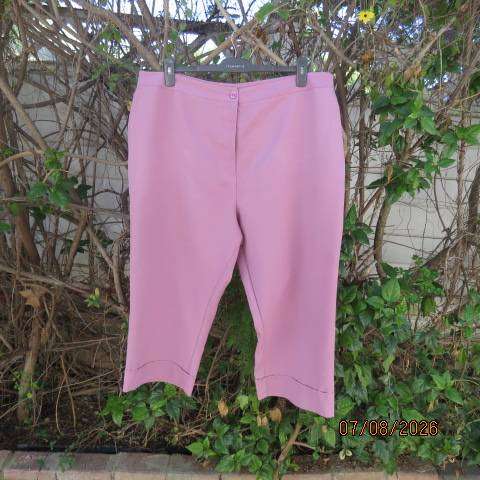 Rose pink ankle length wash and wear polyester straight leg pants size 46