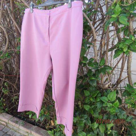 Rose pink ankle length wash and wear polyester straight leg pants size 46
