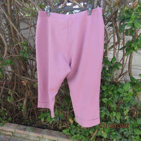 Rose pink ankle length wash and wear polyester straight leg pants size 46
