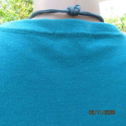 MILADYS turquoise acrylic stretch knitted pullover cardigan in size 40.