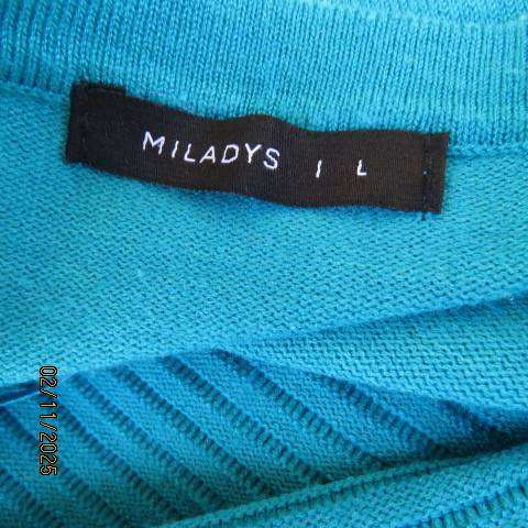 MILADYS turquoise acrylic stretch knitted pullover cardigan in size 40.