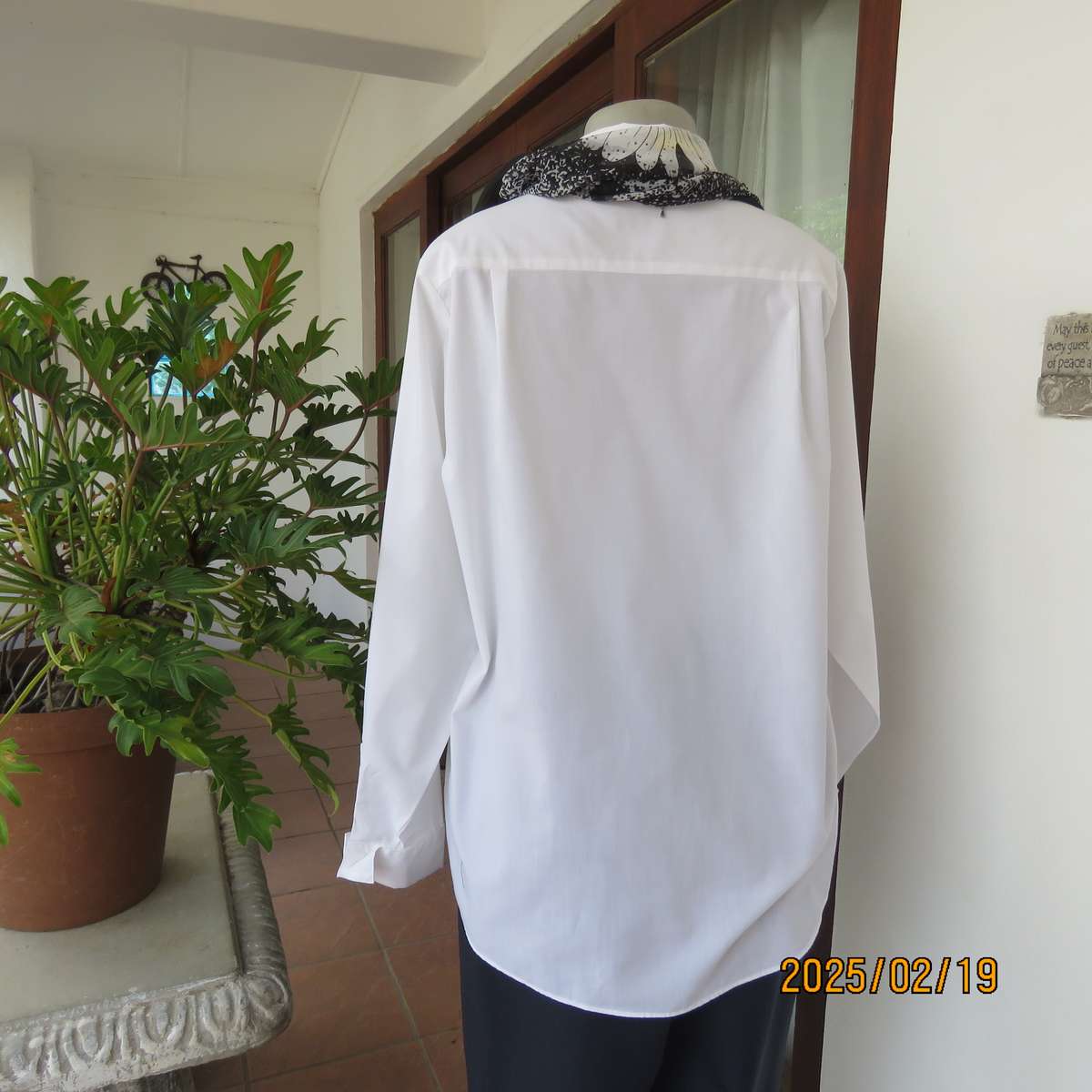 WOOLWORTHS long sleeve white formal shirt. Double foldover cuffs. Pearl front buttons. Size 38-40.
