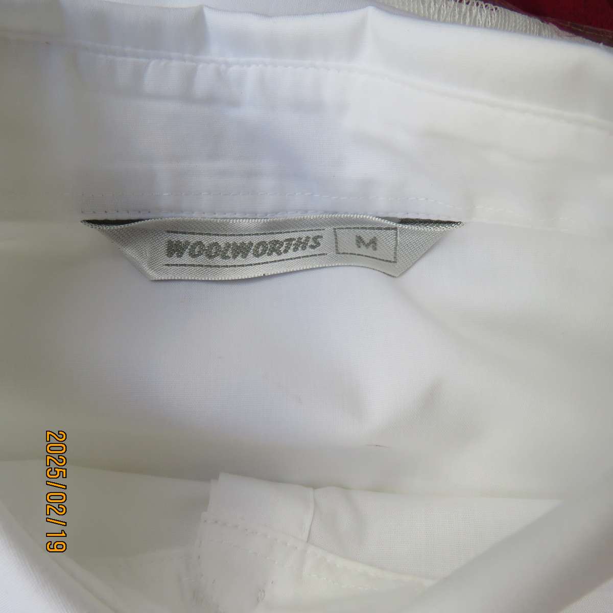 WOOLWORTHS long sleeve white formal shirt. Double foldover cuffs. Pearl front buttons. Size 38-40.