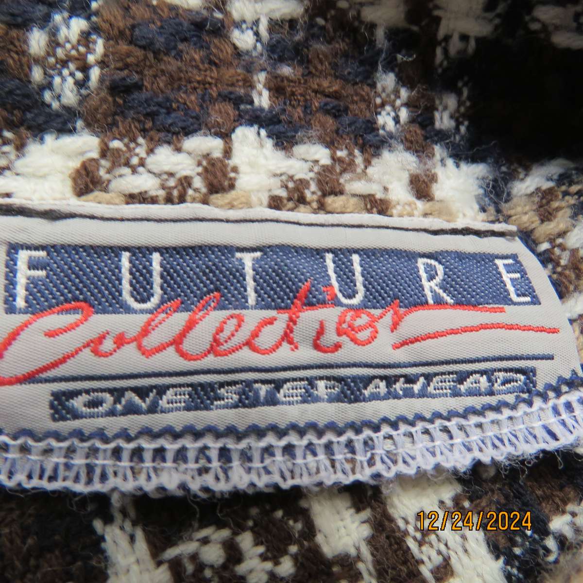 Amazing long sleeve brown/cream/black woven woolen check  jacket.Size 38 by FUTURE Collective.