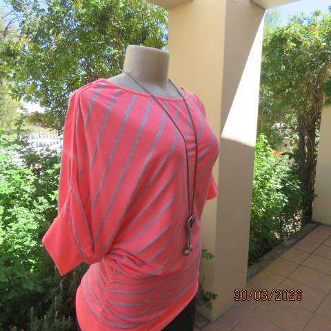 IDENTITY Crimson Long Horizontal Grey Striped Naked Shoulder Top Size 32