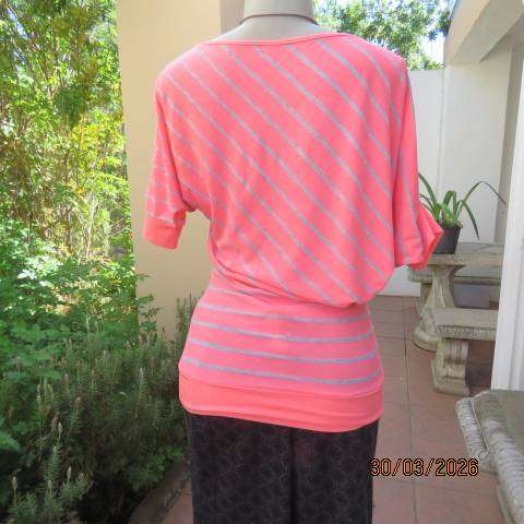 IDENTITY Crimson Long Horizontal Grey Striped Naked Shoulder Top Size 32