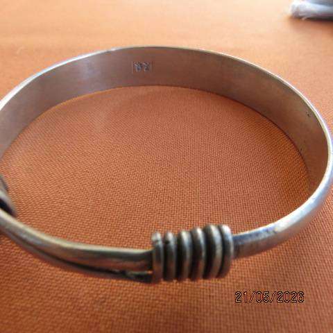 Vintage Chinese Dragon and Phoenix Silver Bangle - 99% Fine Silver