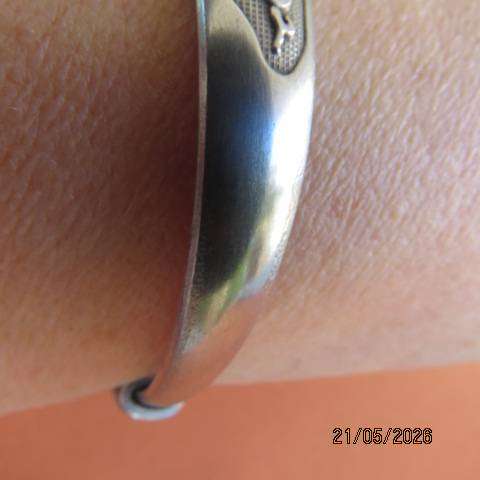 Vintage Chinese Dragon and Phoenix Silver Bangle - 99% Fine Silver