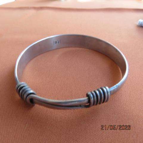 Vintage Chinese Dragon and Phoenix Silver Bangle - 99% Fine Silver