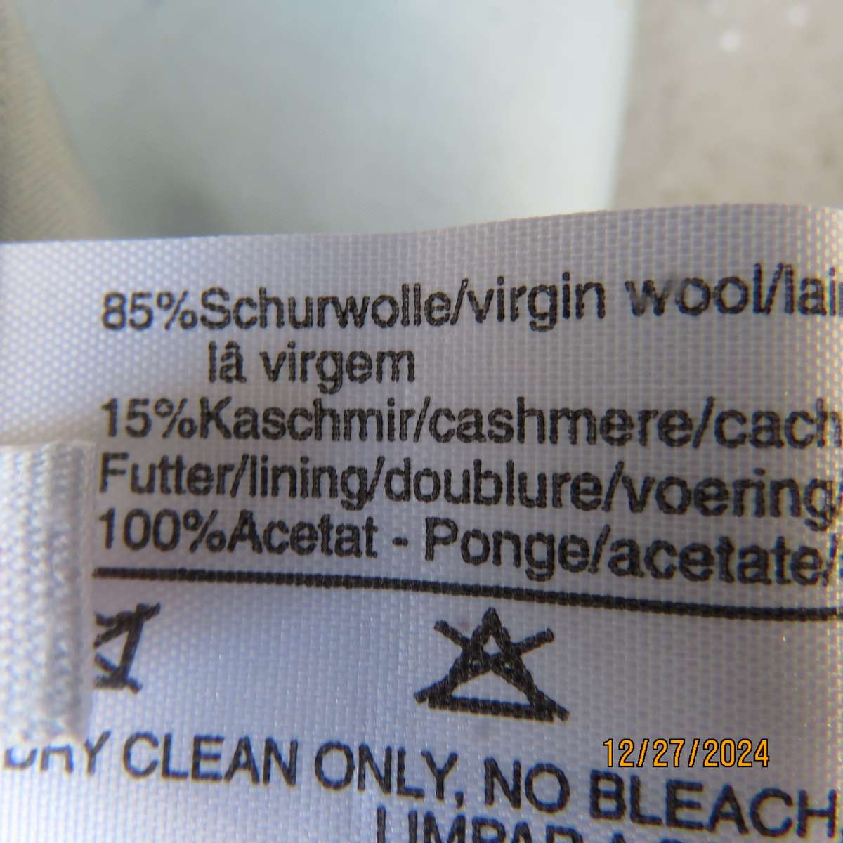 Haute couture new wool/cashmere blend mottled cream/turquoise lined skirt by YARELL size 36