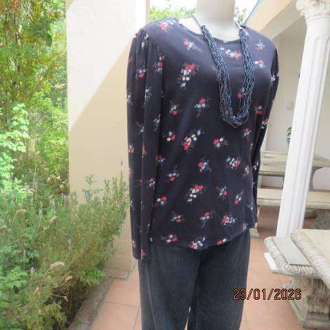 EDITION navy with flower posies cotton long sleeve T Shirt in size 38