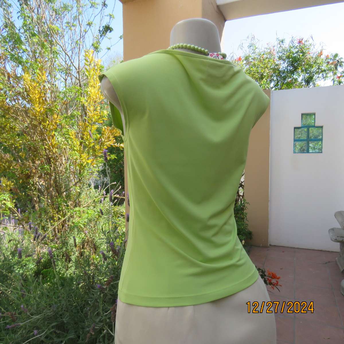 VERSACE jeans couture sheen green nylon  polyamide sleeveless top from ITALY.Size 32/34. New cond