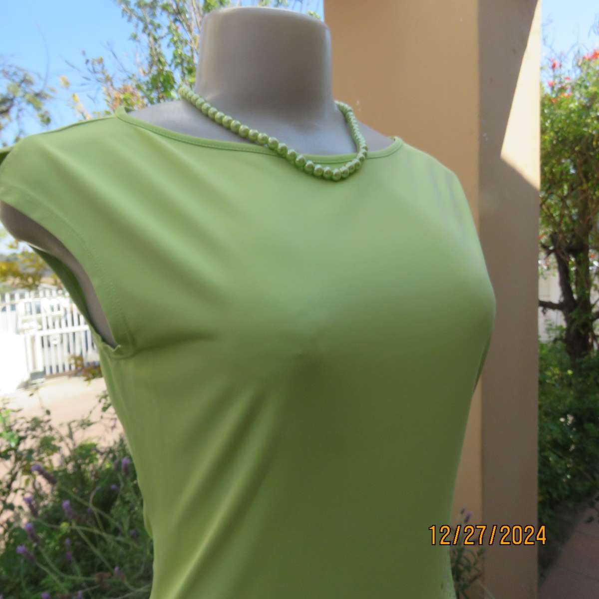 VERSACE jeans couture sheen green nylon  polyamide sleeveless top from ITALY.Size 32/34. New cond